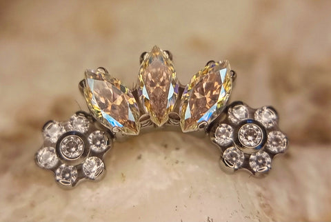 Industrial Strength. Marquise fan and flower cluster.