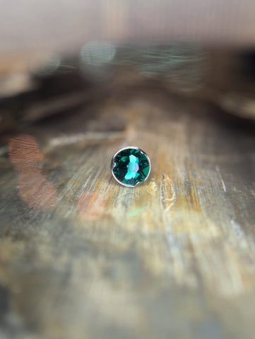 Industrial Strength - Thread less black or green Swarovski cabochon.