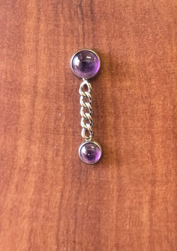 Peoples jewellery threadless amethyst double stoned.