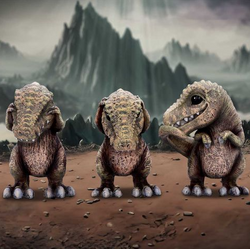Three Wise Tyrannosaurus Rex. Ornaments.