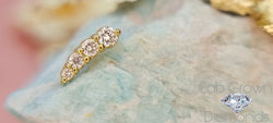 18k Yellow Gold Diamond curved cluster. 1.2mm internally threaded.