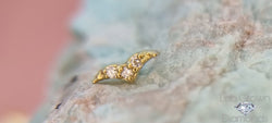 18k Yellow Gold Diamond unique wave. 1.2mm internally threaded.