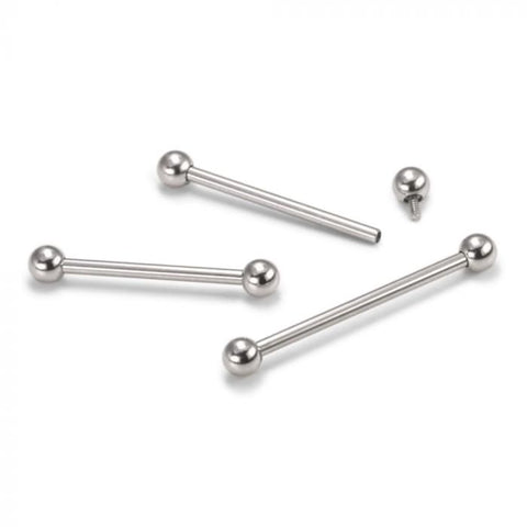 Internally threaded basic titanium barbell.